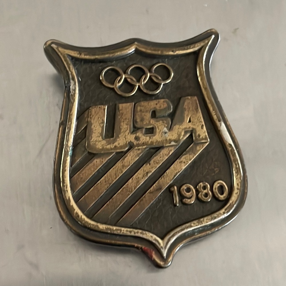 USA Olympics 1980 breads belt buckle. Bergamot Brass Works